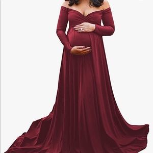 ✨🎉Host Pick🎉✨Long Sleeve Burgundy Maternity Dress.